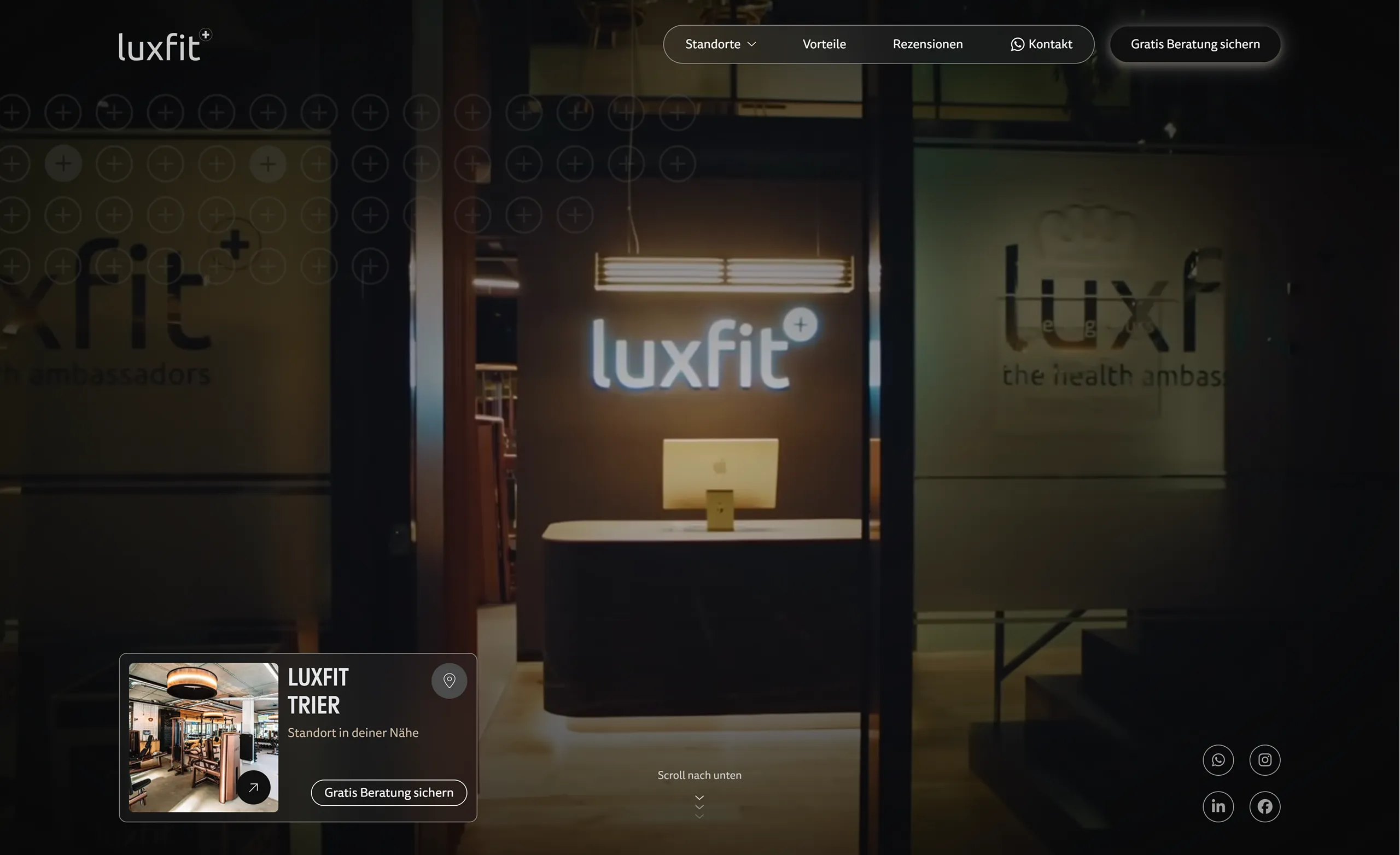 Luxfit website homepage