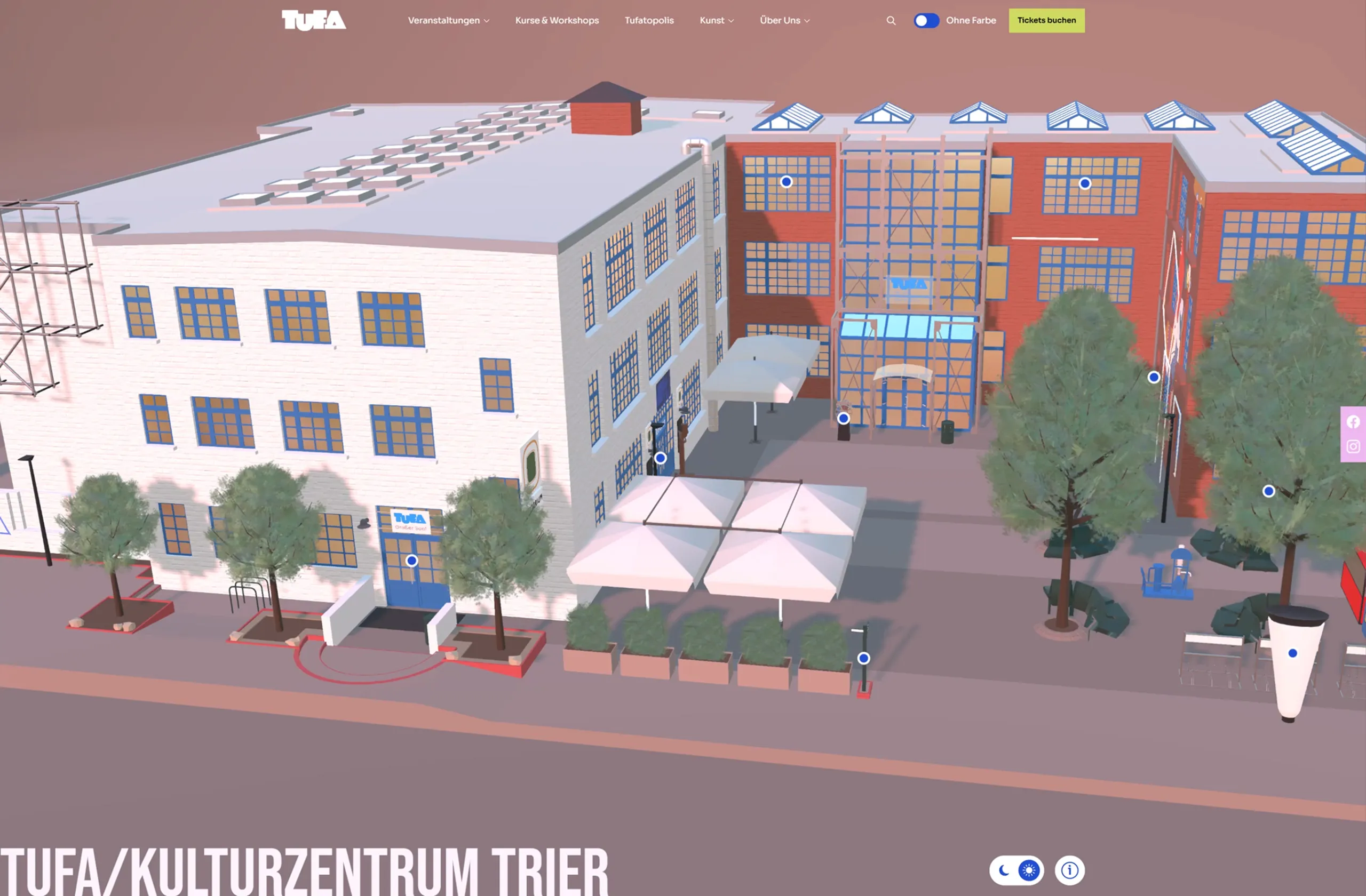 The interactive 3D view of the TUFA website