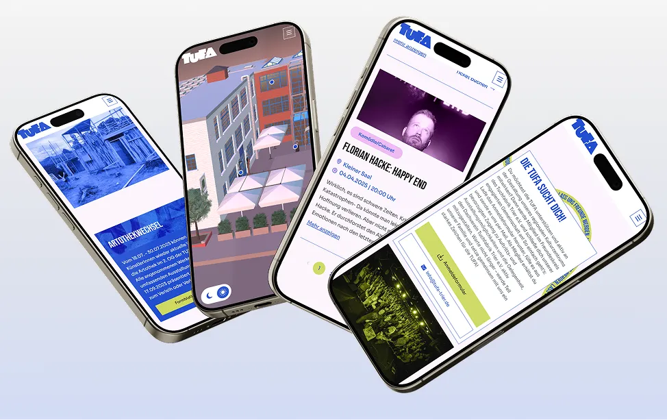 Mobile views of the TUFA website