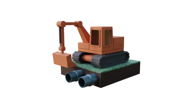 3D rendering of a plastered brick wall with a masonry trowel